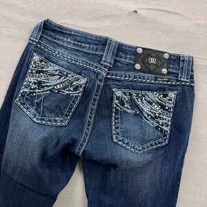 Miss Me Easy Boot Dark Wash Embellished JE5734EN Low Rise Jeans Womens 26